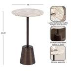 Table d'appoint ronde en marbre et métal Tira Kate and Laurel, marron, 14x14x24