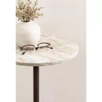 Table d'appoint ronde en marbre et métal Tira Kate and Laurel, marron, 14x14x24