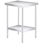 Table d'appoint d'extérieur robuste à 2 niveaux en acier inoxydable  Étagère de rangement réglable, résistante à la rouille, table d'appoint de patio pour jardin, cuisine, restaurant