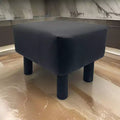 Royal Hampton Ginni Footstool Ottoman Set of 2, Black Faux Leather, Soft Seat, Wood Legs
