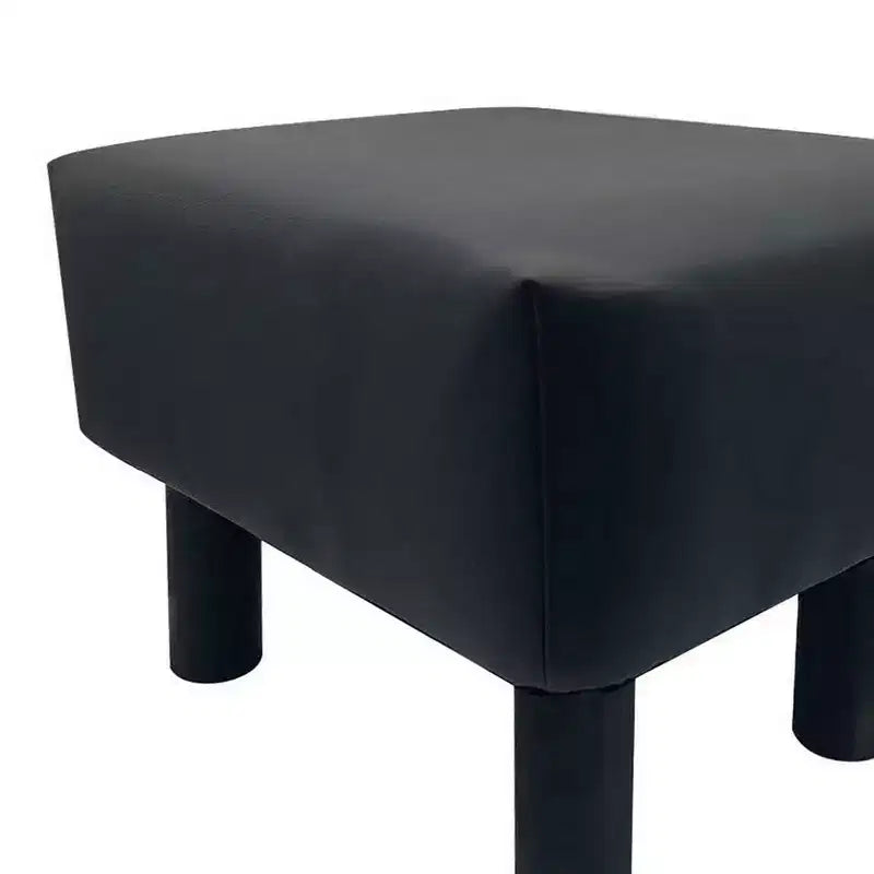 Royal Hampton Ginni Ensemble de 2 poufs-ottomans, cuir synthétique noir, siège moelleux, pieds en bois
