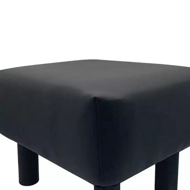 Royal Hampton Ginni Ensemble de 2 poufs-ottomans, cuir synthétique noir, siège moelleux, pieds en bois