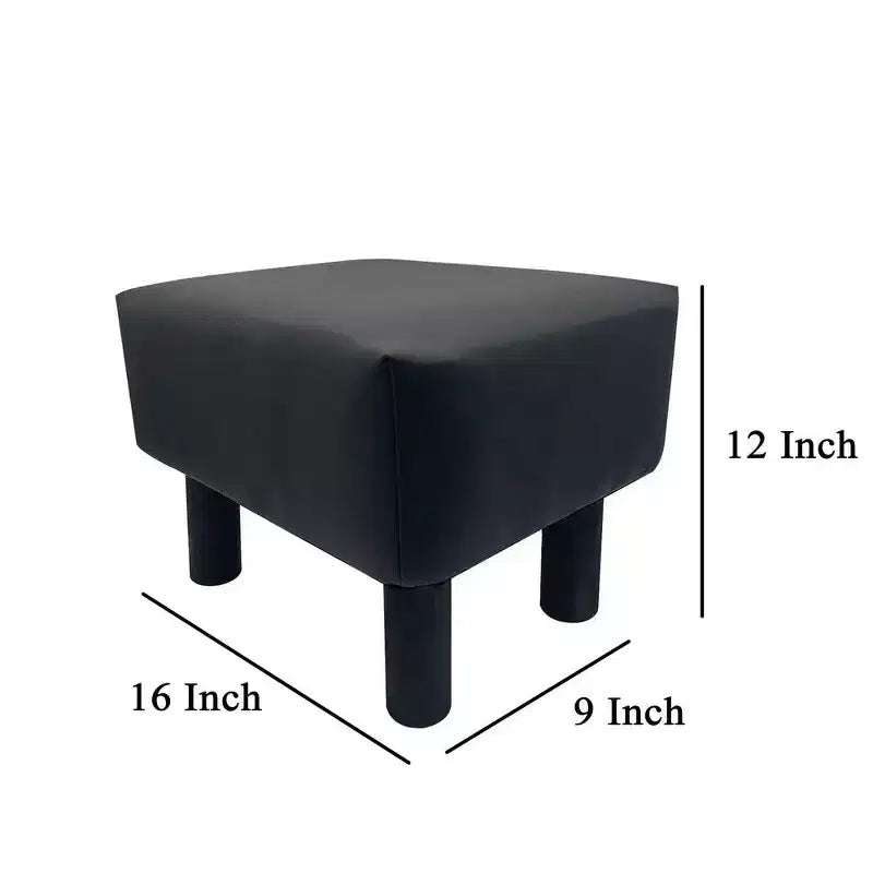 Royal Hampton Ginni Ensemble de 2 poufs-ottomans, cuir synthétique noir, siège moelleux, pieds en bois