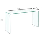 Console en verre trempé avec bords arrondis, Table d'entrée moderne pour couloir et salon