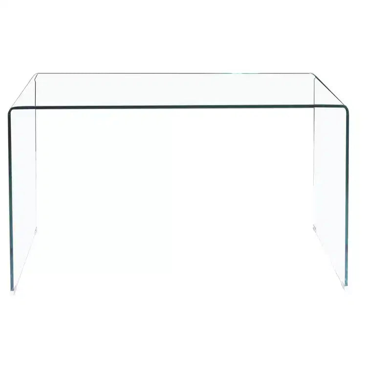 Console en verre trempé avec bords arrondis, Table d'entrée moderne pour couloir et salon