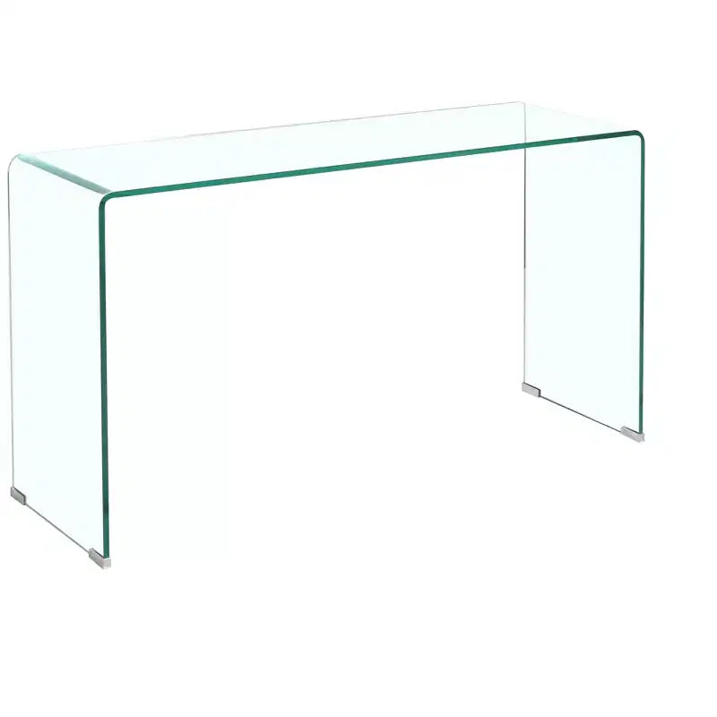 Console en verre trempé avec bords arrondis, Table d'entrée moderne pour couloir et salon
