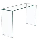 Console en verre trempé avec bords arrondis, Table d'entrée moderne pour couloir et salon