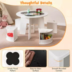 Costway Ensemble table et 5 chaises pour enfants avec tableau noir et tabourets de rangement pour la lecture, blanc
