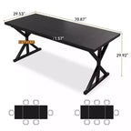 Dyonery Table de Salle à Manger de Ferme 70.8 pour 6-8 Personnes, Table de Cuisine Rustique Rectangulaire en Bois Massif avec Pieds en X en Métal, Résistante à l'Eau et Facile à Assembler