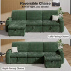 Canapé-lit d'angle réversible Dyonery 101, avec lit gigogne, dossier inclinable, méridienne de rangement réversible, ports USB et porte-gobelets
