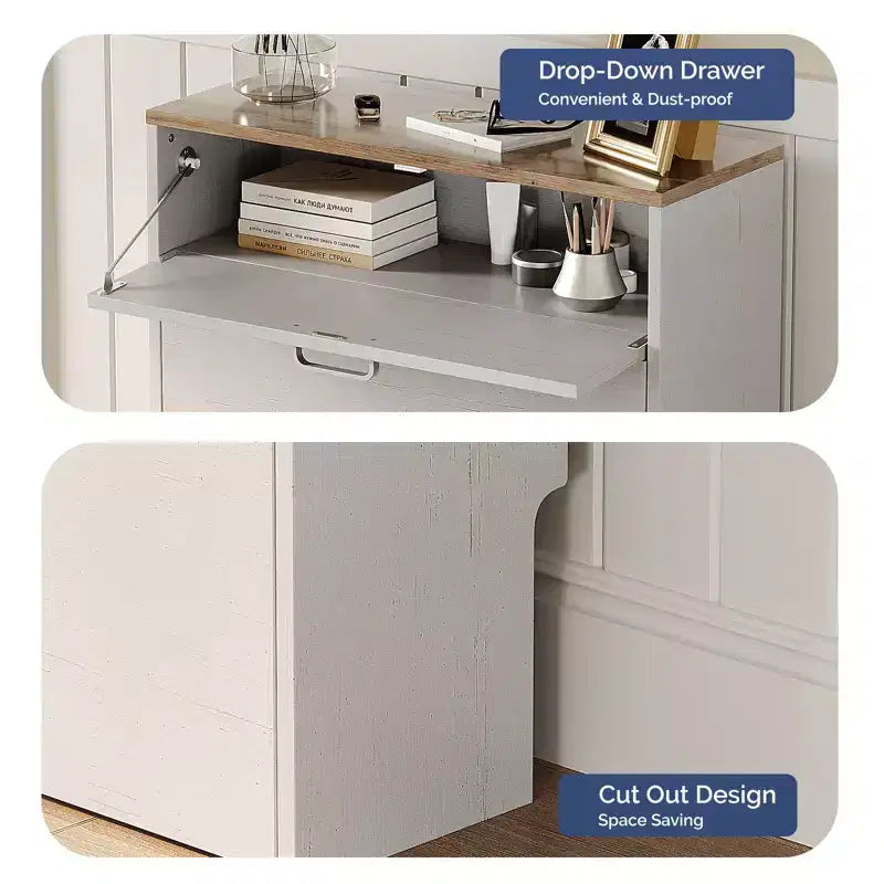 Meuble à chaussures Karl Home avec 3 portes abattantes Blanc et Chêne