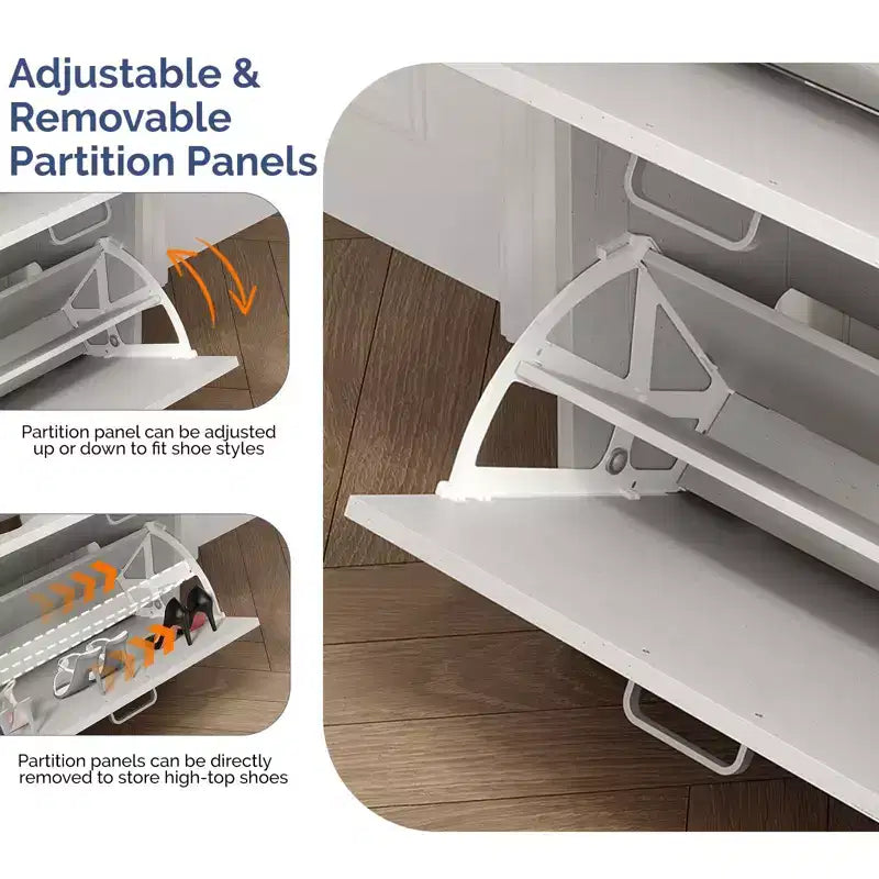 Meuble à chaussures Karl Home avec 3 portes abattantes Blanc et Chêne