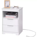 Designed for everyday convenience, this Nightstand with Charging Station,End Table with 2 Drawers,Wooden End Table with Drawer and Opening.
