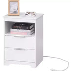 Designed for everyday convenience, this Nightstand with Charging Station,End Table with 2 Drawers,Wooden End Table with Drawer and Opening.