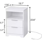 Conçue pour la commodité au quotidien, cette table de chevet avec station de charge, table d'appoint avec 2 tiroirs, table d'appoint en bois avec tiroir et ouverture.