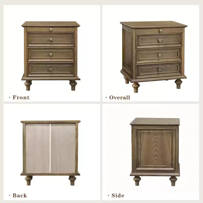 Table de Chevet Rustique de Ferme à 2 Tiroirs pour Chambre à Coucher ou Salon