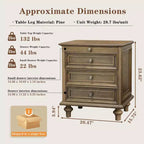 Table de Chevet Rustique de Ferme à 2 Tiroirs pour Chambre à Coucher ou Salon