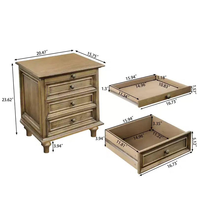 Table de Chevet Rustique de Ferme à 2 Tiroirs pour Chambre à Coucher ou Salon