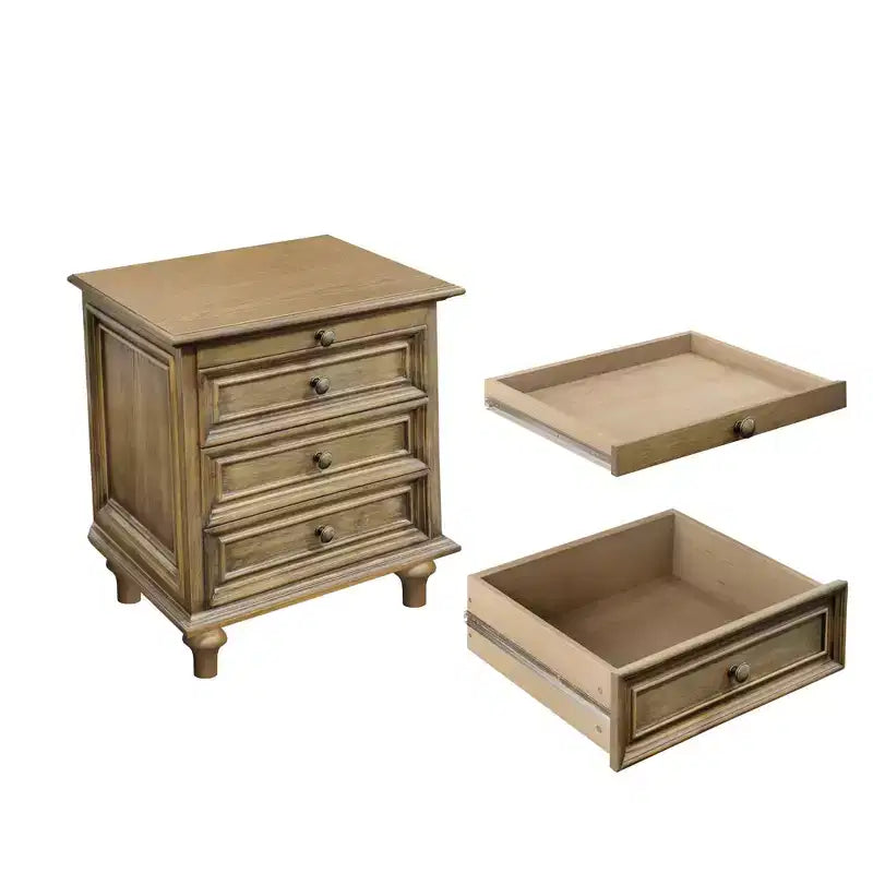 Table de Chevet Rustique de Ferme à 2 Tiroirs pour Chambre à Coucher ou Salon