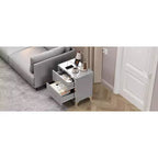 Table de chevet moderne élégante avec 2 tiroirs et accents en miroir, finition très brillante, pour chambre à coucher ou salon