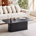 Coffee Table Black Oak Wood Surface and Black Metal Feet