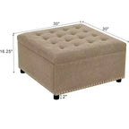 Pouf de rangement carré capitonné GDFStudio Sapir avec clous décoratifs