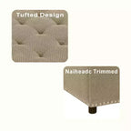 Pouf de rangement carré capitonné GDFStudio Sapir avec clous décoratifs