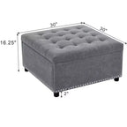 Pouf de rangement carré capitonné GDFStudio Sapir avec clous décoratifs