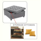 Pouf de rangement carré capitonné GDFStudio Sapir avec clous décoratifs
