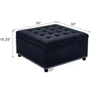 Pouf de rangement carré capitonné GDFStudio Sapir avec clous décoratifs