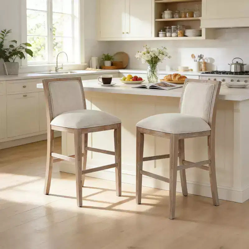 Christopher Knight Home Ren Tabourets de bar rembourrés en bois d'hévéa modernes (lot de 2)