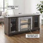 Meuble TV moderne gris JVNOXK 58 avec 2 portes et finition en fausse pierre