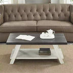 Fun little toys brand Athens Contemporary Two-Tone Wood Shelf Coffee Table in Weathered Charcoal and Beige