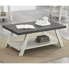 Charmante petite marque de jouets Table basse étagère en bois bicolore contemporaine Athens, couleur charbon vieilli et beige