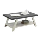 Charmante petite marque de jouets Table basse étagère en bois bicolore contemporaine Athens, couleur charbon vieilli et beige
