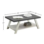 Charmante petite marque de jouets Table basse étagère en bois bicolore contemporaine Athens, couleur charbon vieilli et beige