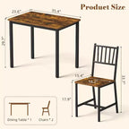 Ensemble de salle à manger rectangulaire 3 pièces MooxvMoo pour 2, ensemble de table de cuisine avec 2 chaises, meubles de coin repas pour cuisines, salle à manger, marron