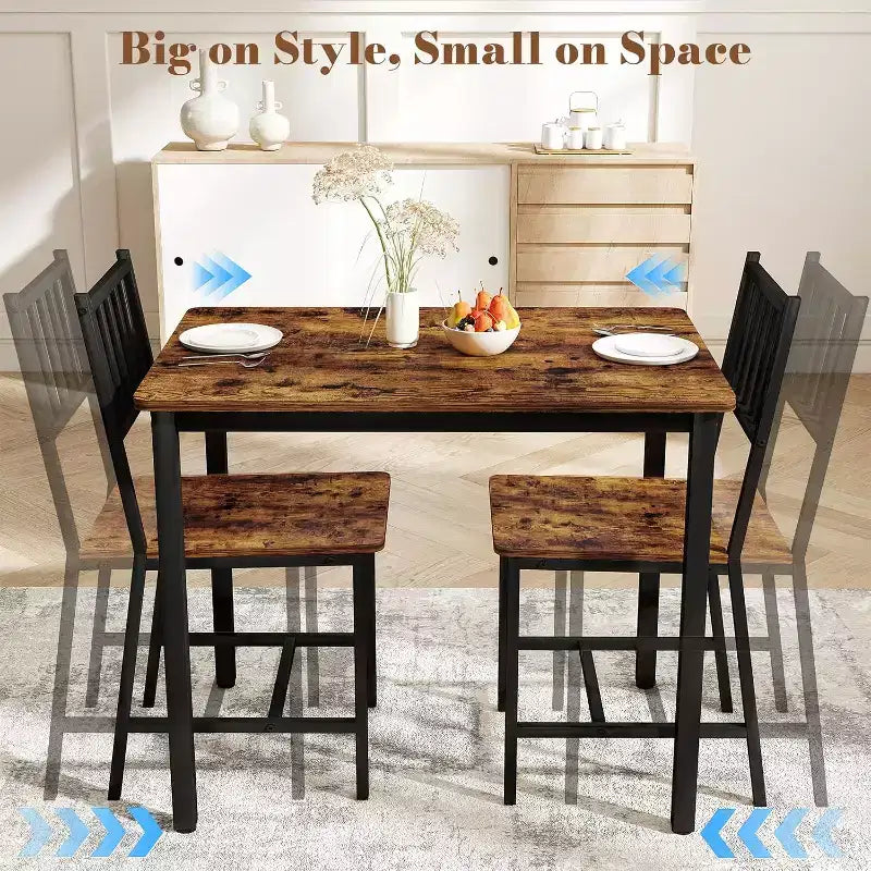 Ensemble de salle à manger rectangulaire 3 pièces MooxvMoo pour 2, ensemble de table de cuisine avec 2 chaises, meubles de coin repas pour cuisines, salle à manger, marron