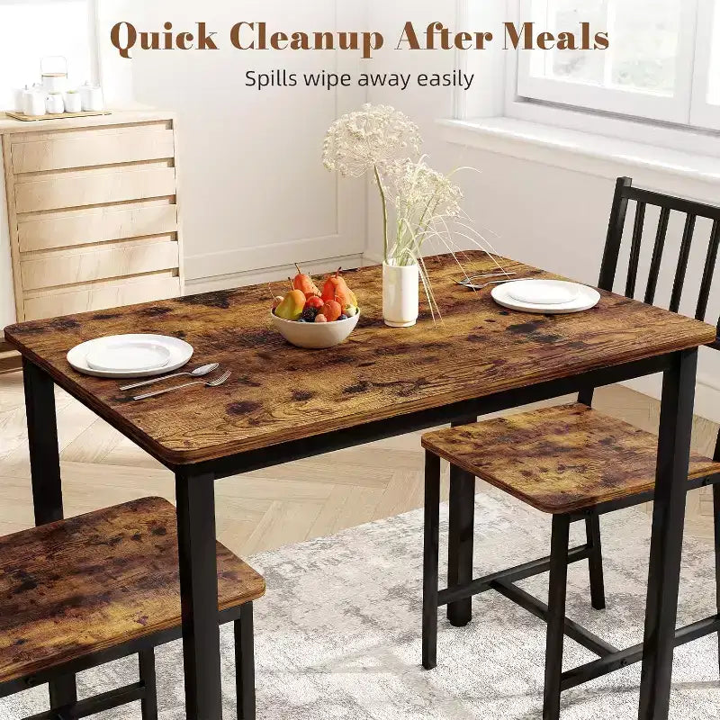 Ensemble de salle à manger rectangulaire 3 pièces MooxvMoo pour 2, ensemble de table de cuisine avec 2 chaises, meubles de coin repas pour cuisines, salle à manger, marron