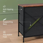 Meuble TV de 160 cm avec 8 tiroirs en tissu, meuble TV pour téléviseurs de 45 à 65 pouces, meuble de rangement en métal et bois pour salon et chambre à coucher