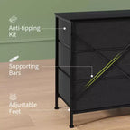 Meuble TV de 160 cm avec 8 tiroirs en tissu, meuble TV pour téléviseurs de 45 à 65 pouces, meuble de rangement en métal et bois pour salon et chambre à coucher