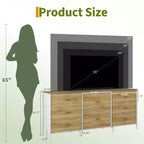 Meuble TV de 160 cm avec 8 tiroirs en tissu, meuble TV pour téléviseurs de 45 à 65 pouces, meuble de rangement en métal et bois pour salon et chambre à coucher