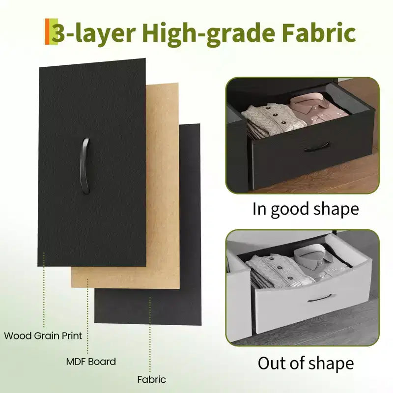 Meuble TV de 160 cm avec 8 tiroirs en tissu, meuble TV pour téléviseurs de 45 à 65 pouces, meuble de rangement en métal et bois pour salon et chambre à coucher