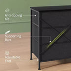 Meuble TV de 160 cm avec 8 tiroirs en tissu, meuble TV pour téléviseurs de 45 à 65 pouces, meuble de rangement en métal et bois pour salon et chambre à coucher