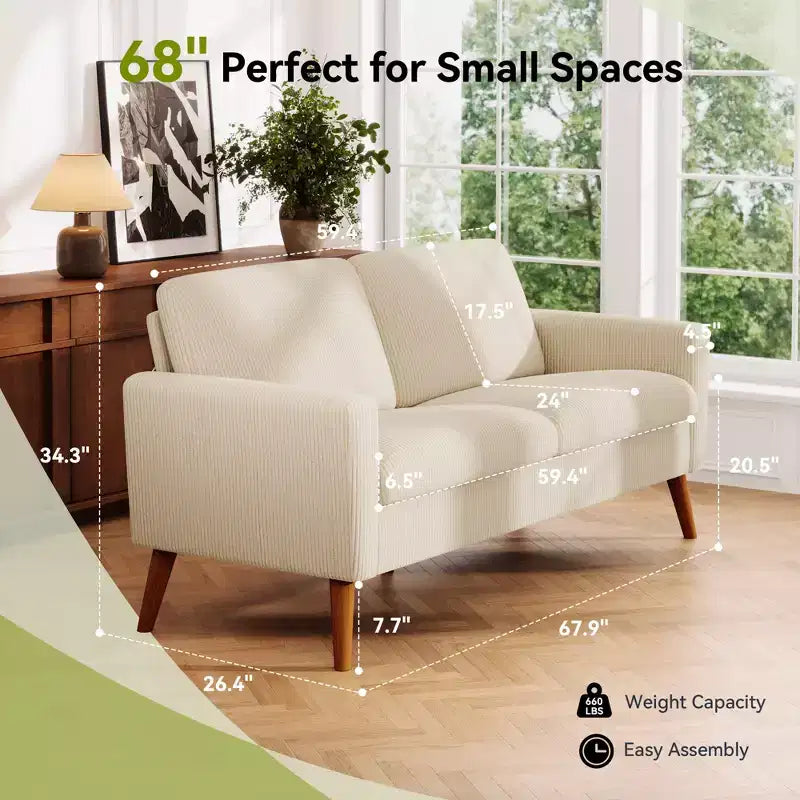 Canapé 2 places Dyonery 68 pour salon, canapés profonds modernes du milieu du siècle pour meubles d'appartement, canapés-lits 2 places confortables
