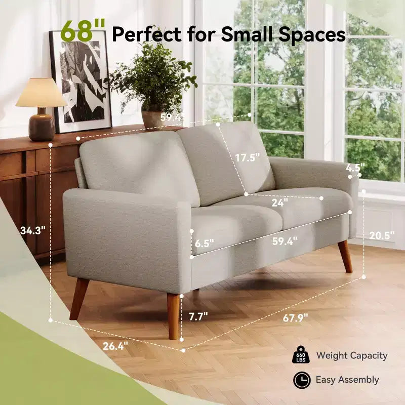 Canapé 2 places Dyonery 68 pour salon, canapés profonds modernes du milieu du siècle pour meubles d'appartement, canapés-lits 2 places confortables