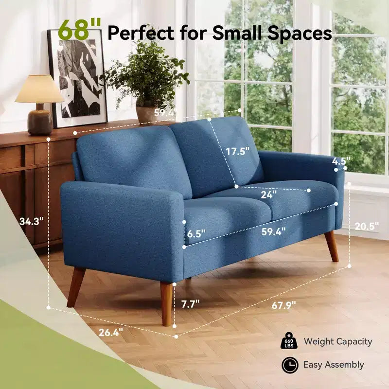 Canapé 2 places Dyonery 68 pour salon, canapés profonds modernes du milieu du siècle pour meubles d'appartement, canapés-lits 2 places confortables