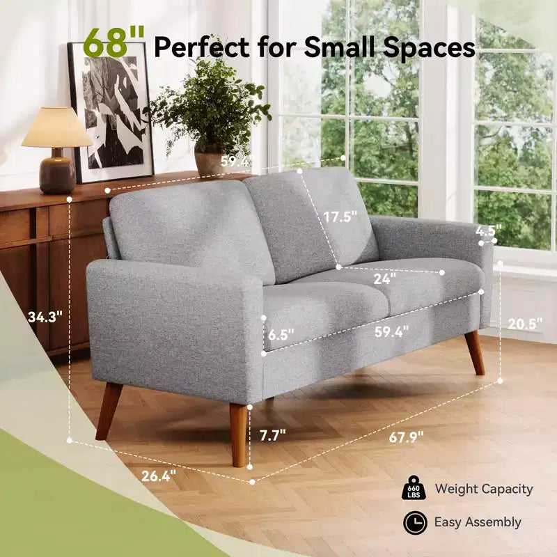 Canapé 2 places Dyonery 68 pour salon, canapés profonds modernes du milieu du siècle pour meubles d'appartement, canapés-lits 2 places confortables