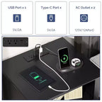 Table de Chevet Karl Home 15,75 Pouces avec 2 Tiroirs, Étagère, Prises Électriques et Lumières LED RGB
