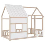 Lit cabane Bellemave avec lumières LED 7 couleurs, cadre de lit cabane en bois avec fenêtre pour enfants